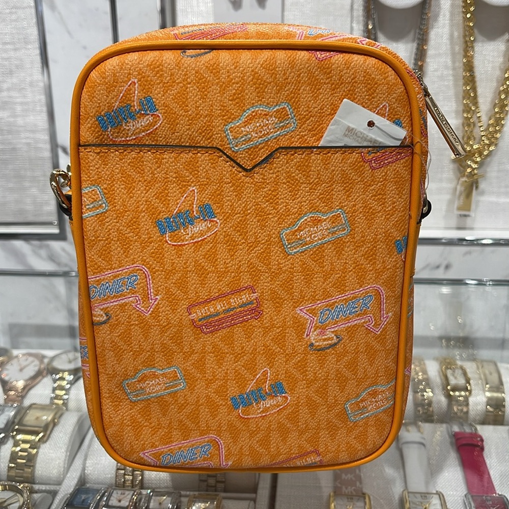 MICHAEL KORS Jet Set Md Printed Signature Logo Crossbody NS CHAIN XBODY Flight - Picture 5 of 16